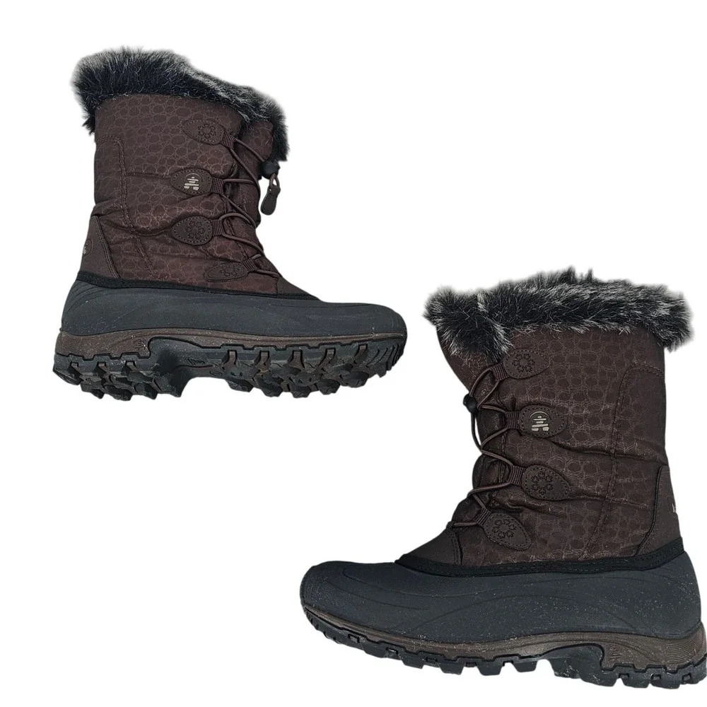 Kamik Momentum Womens Snow Boots Dark Brown Waterproof Insulated Faux Fur Size 6